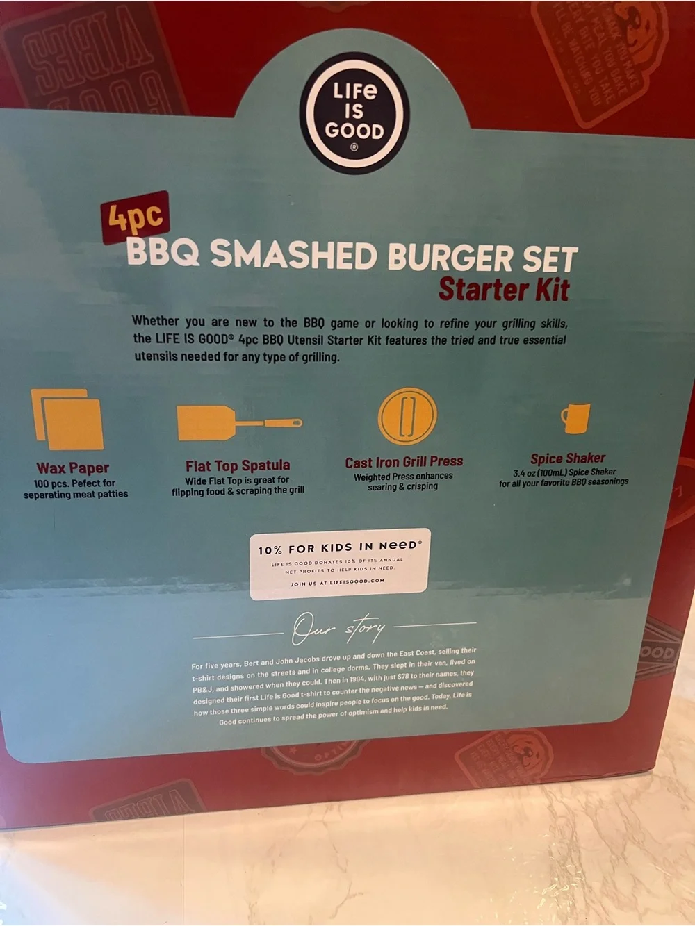 Life Is Good BBQ Smashed Burger Set - Red & Light Blue